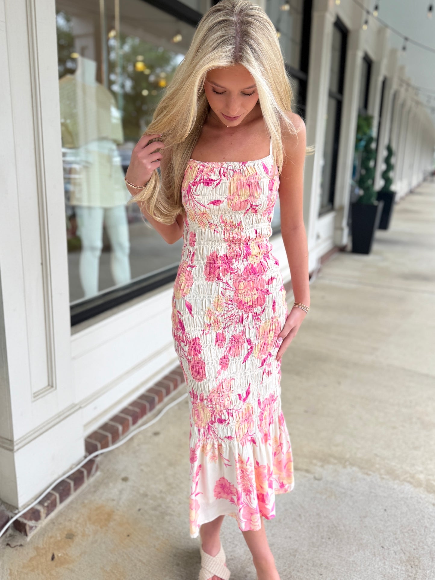 Cream/Peach Full Smock Maxi