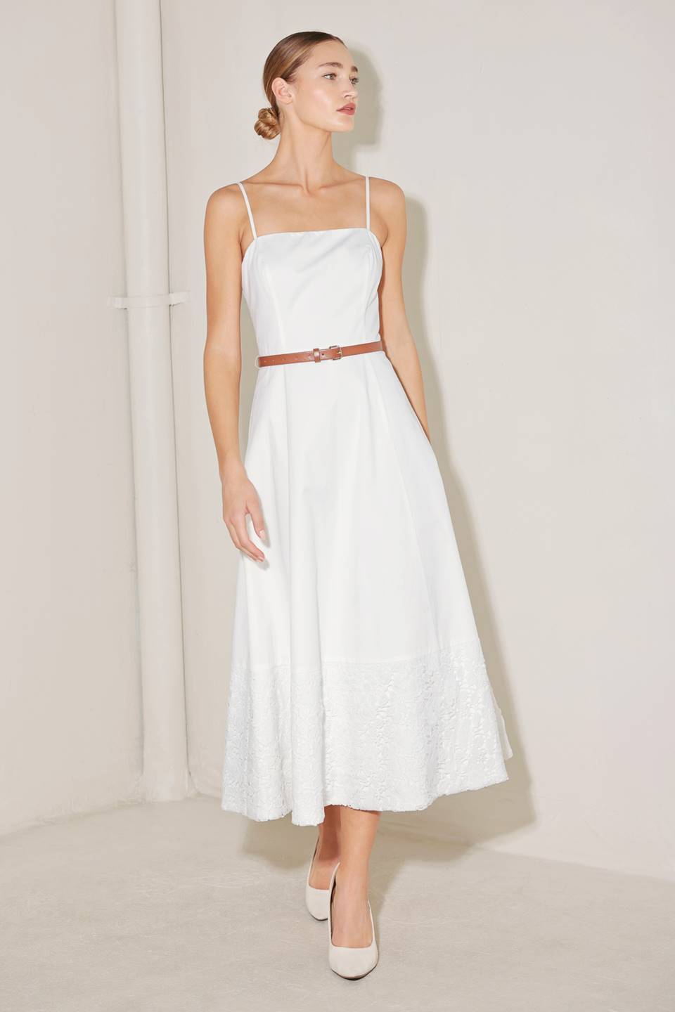 White Lace Bottom Midi