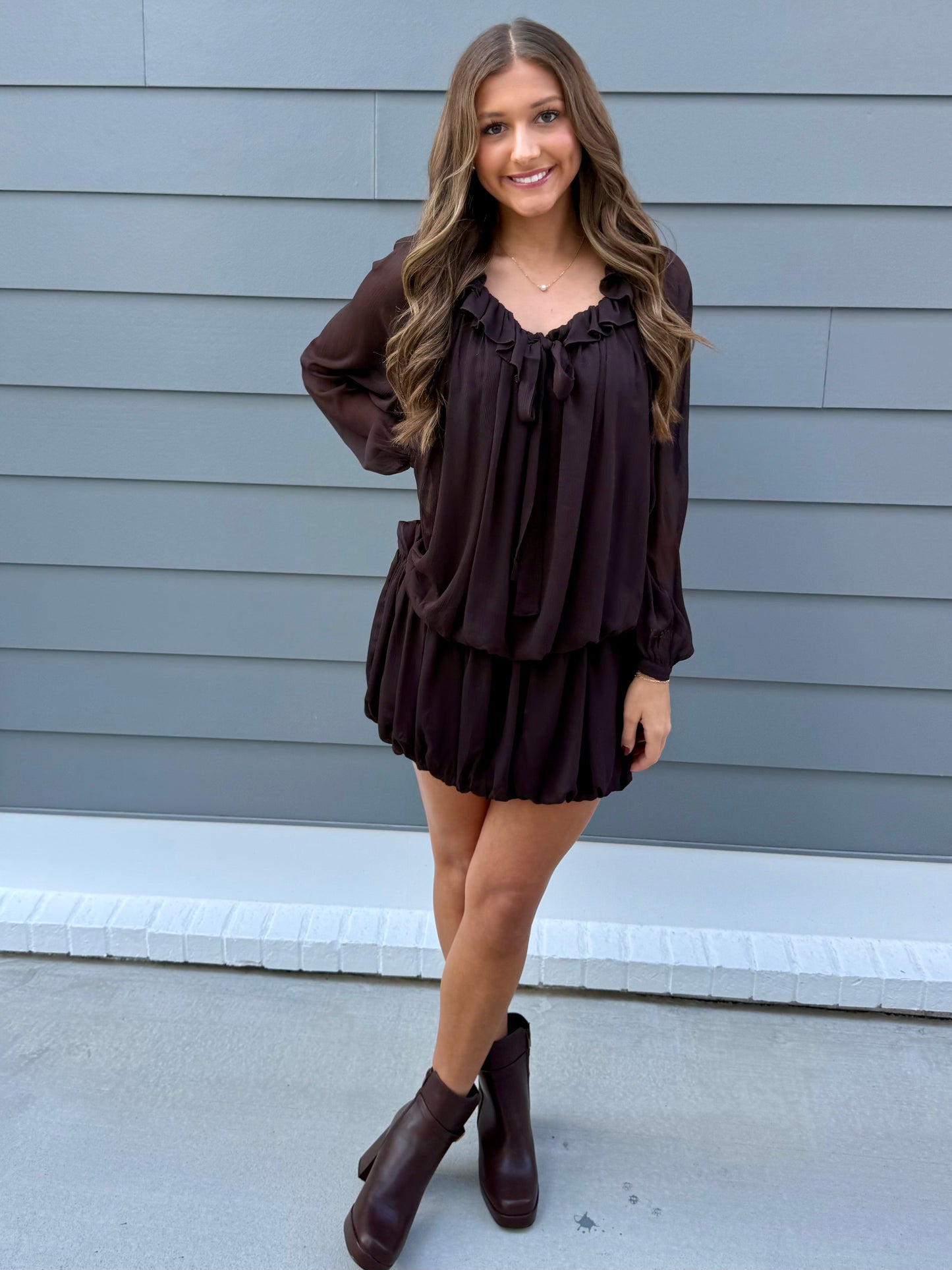 Espresso Bubble Tiered Dress