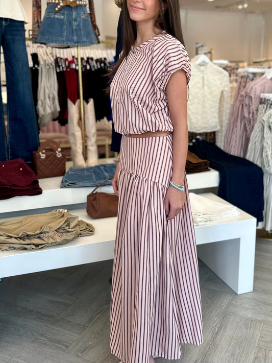 Stripe Half Zip Blouse (2 colors)