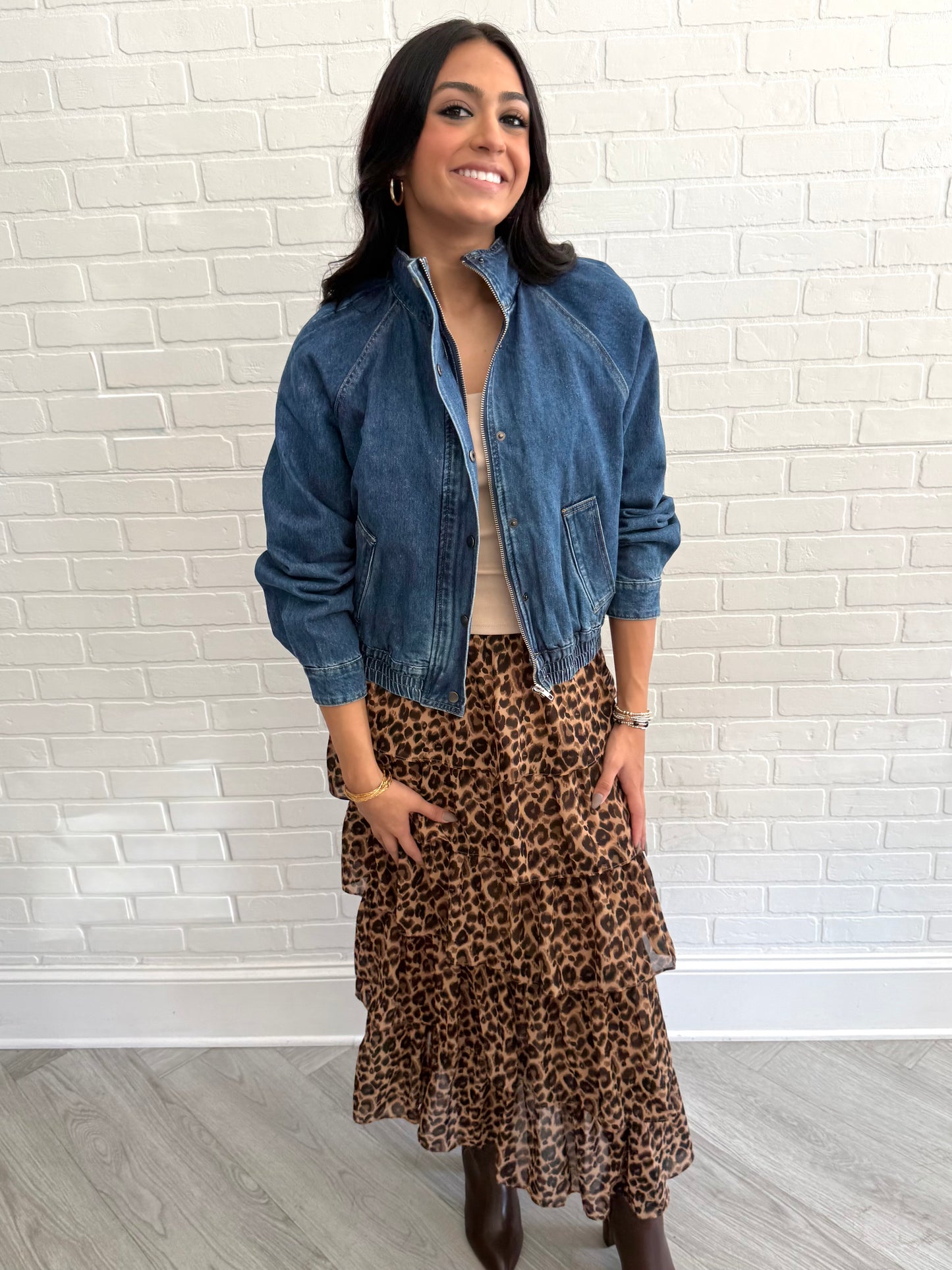 Washed Denim Bomber Jacket