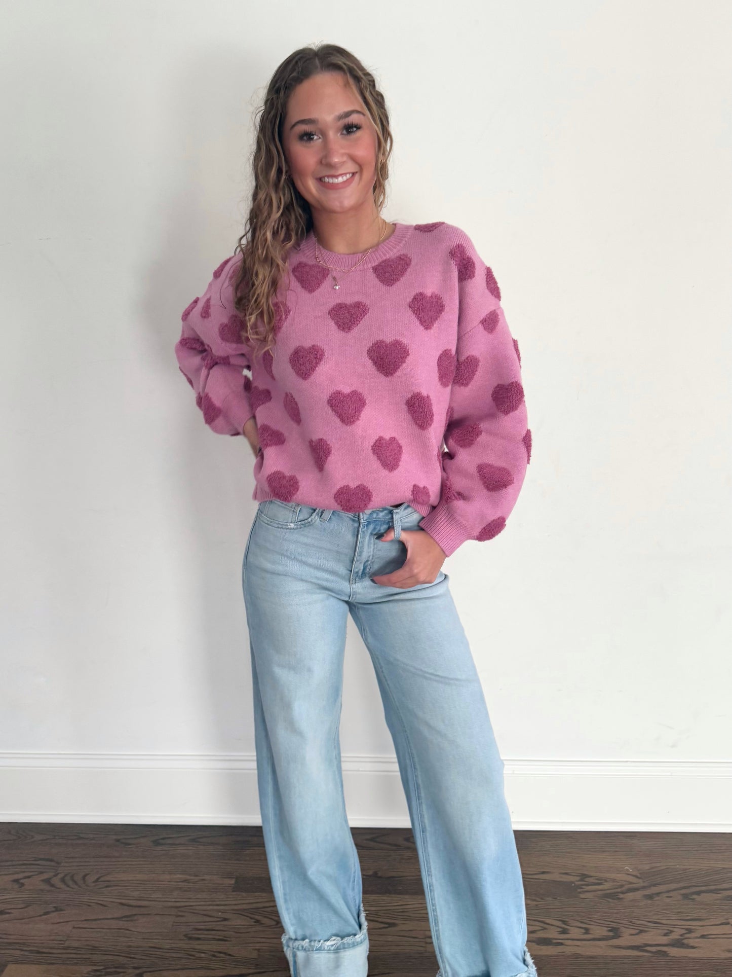 Pink L/S Heart Sweater