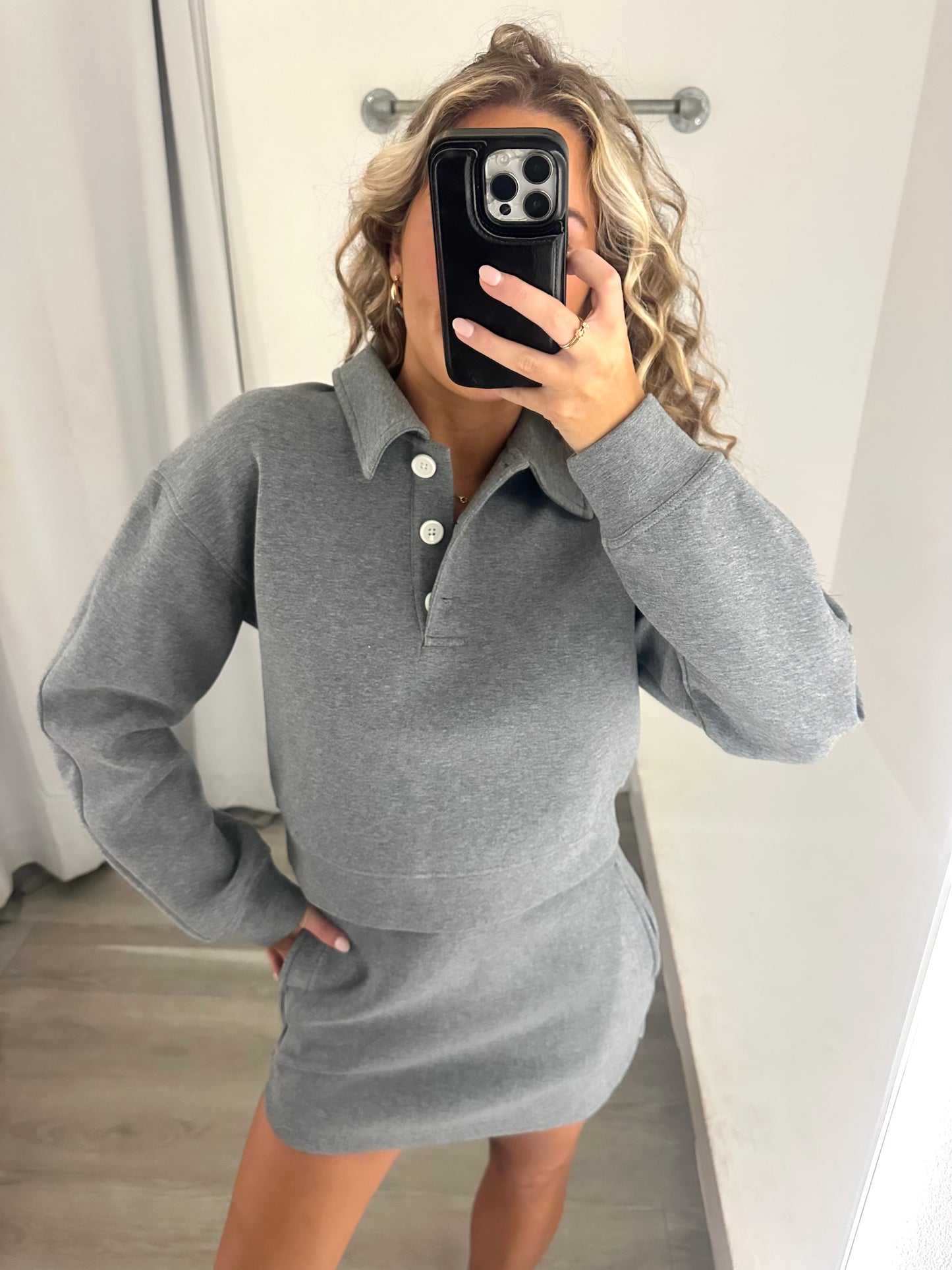 Grey Polo Scuba Top
