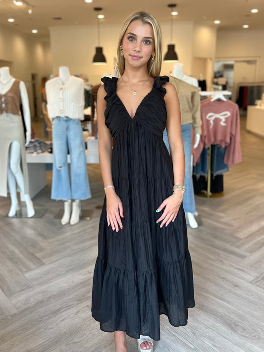 Black Tiered Sleeveless Maxi