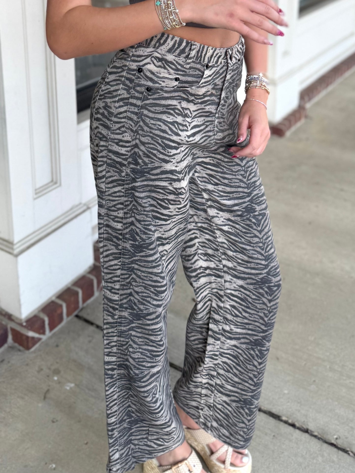 Brown Zebra Twill Pants