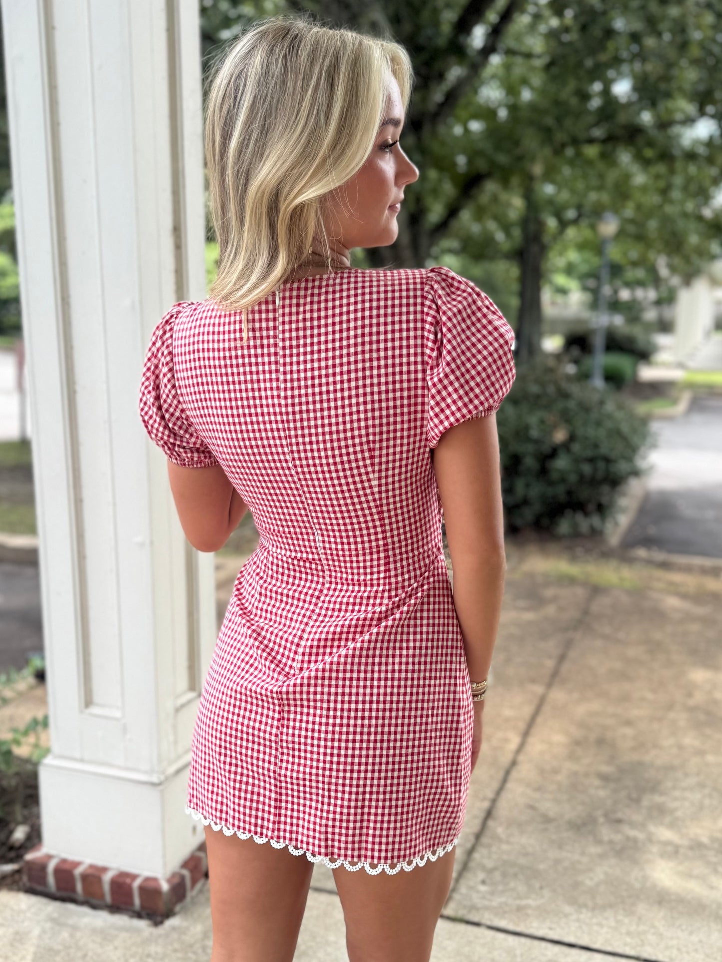 Gingham Trim Cutout Mini