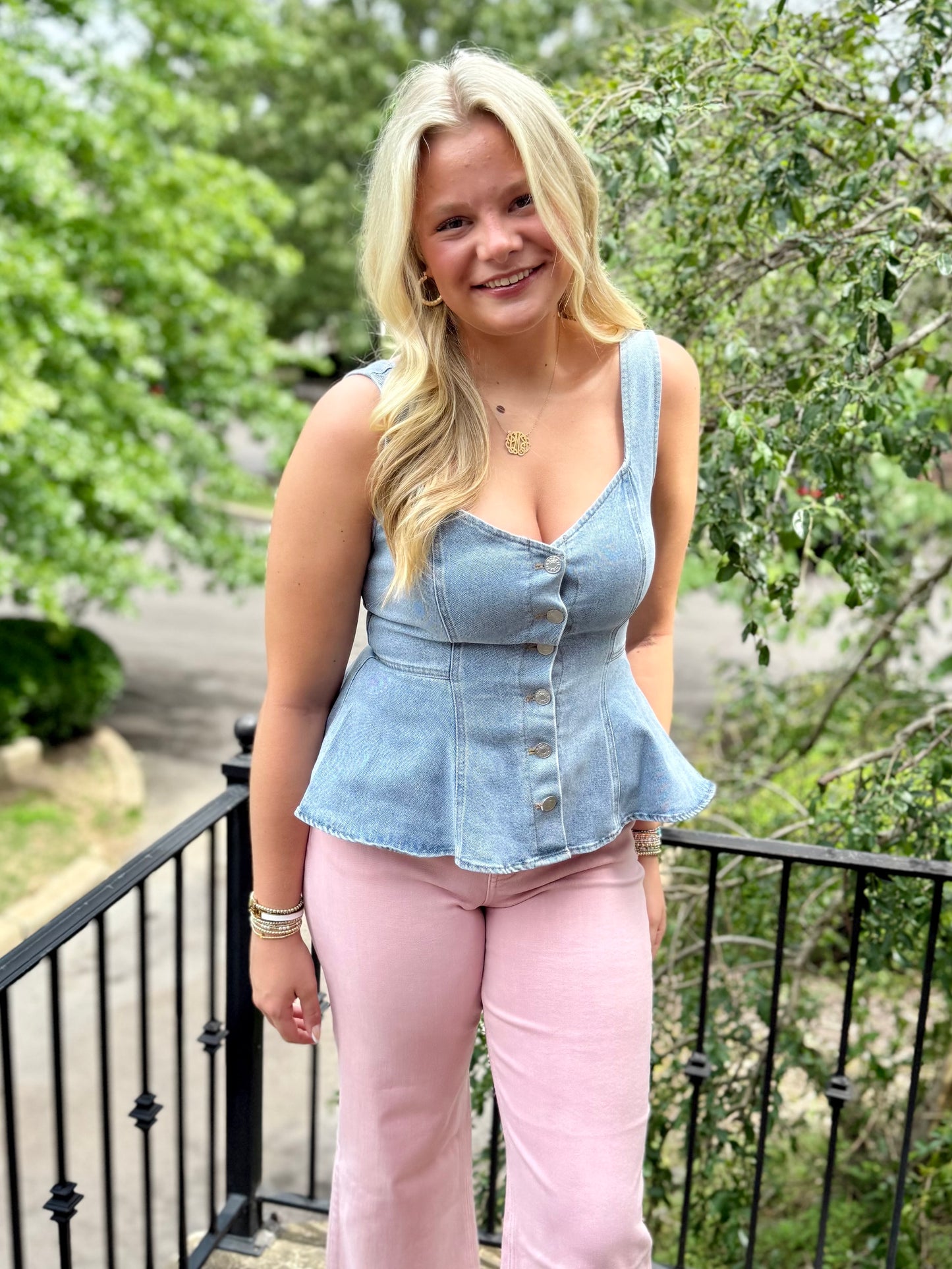 Denim Button Down Top