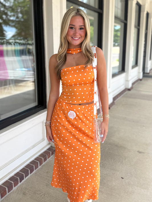 Polka White Dot Maxi Skirt