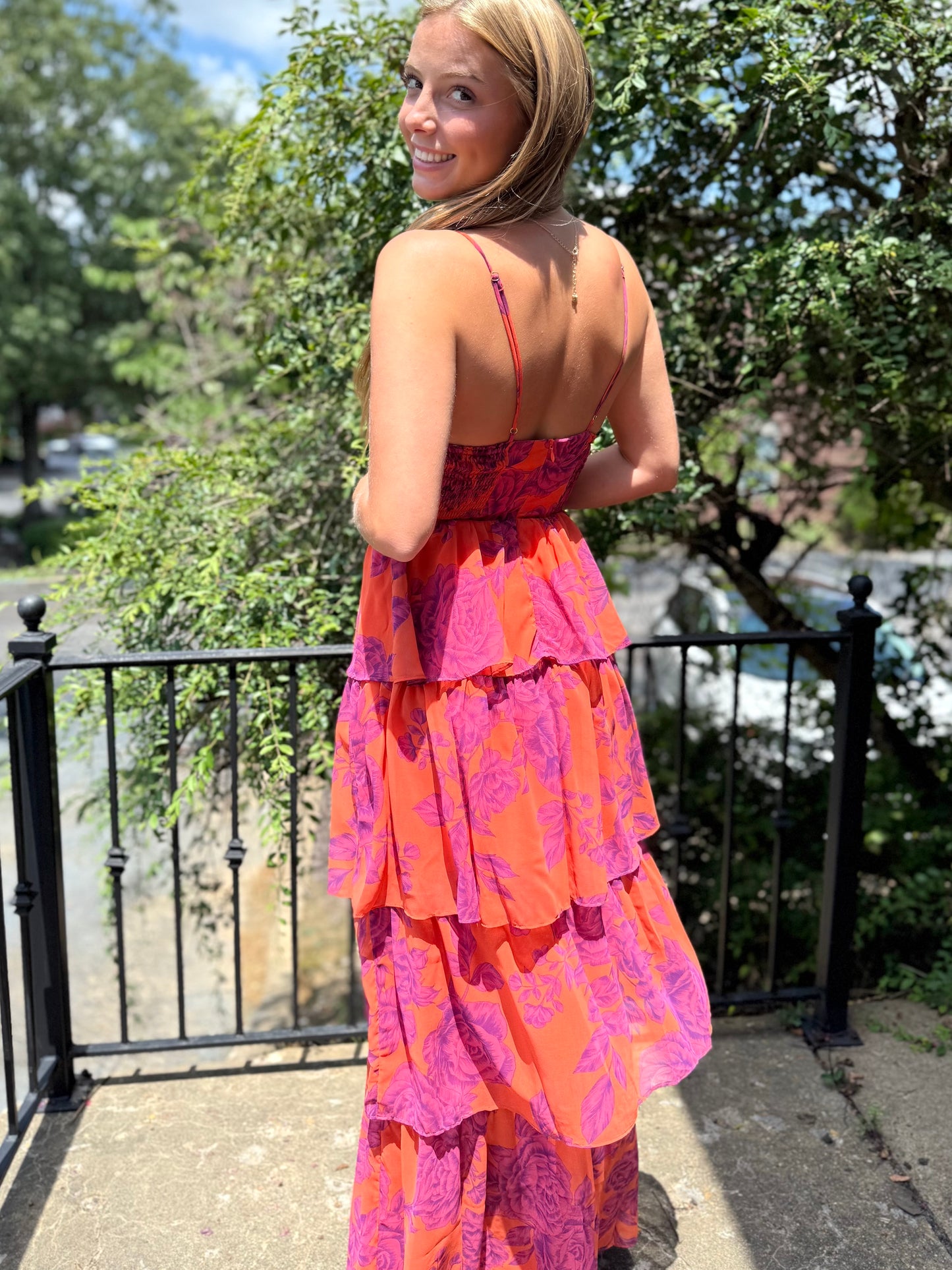Magenta Rose Tiered Maxi