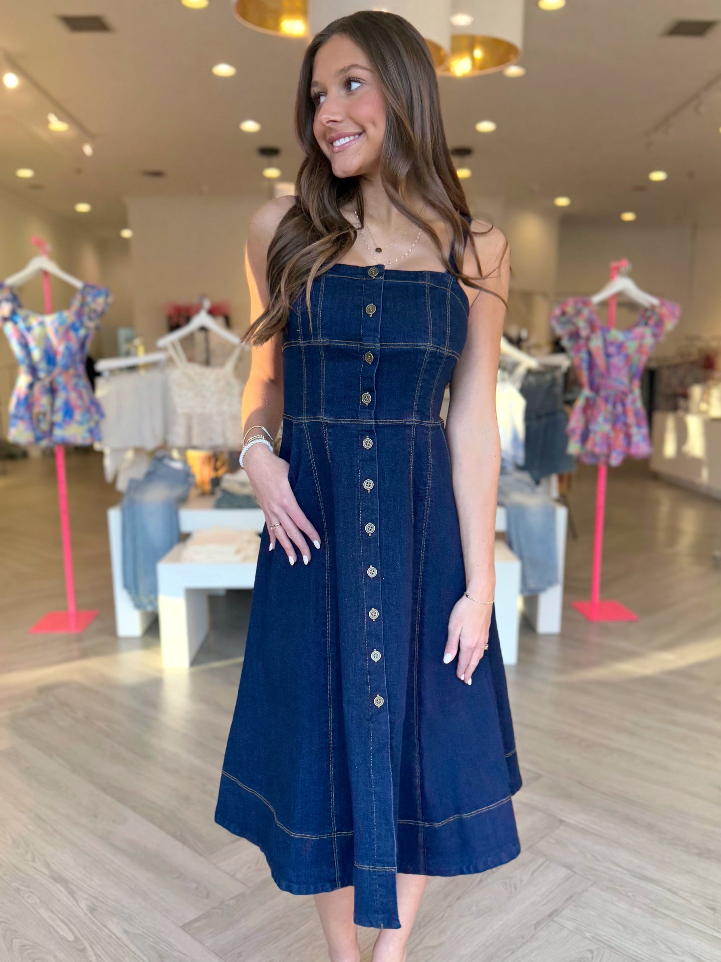 Denim Button Down Corset Dress