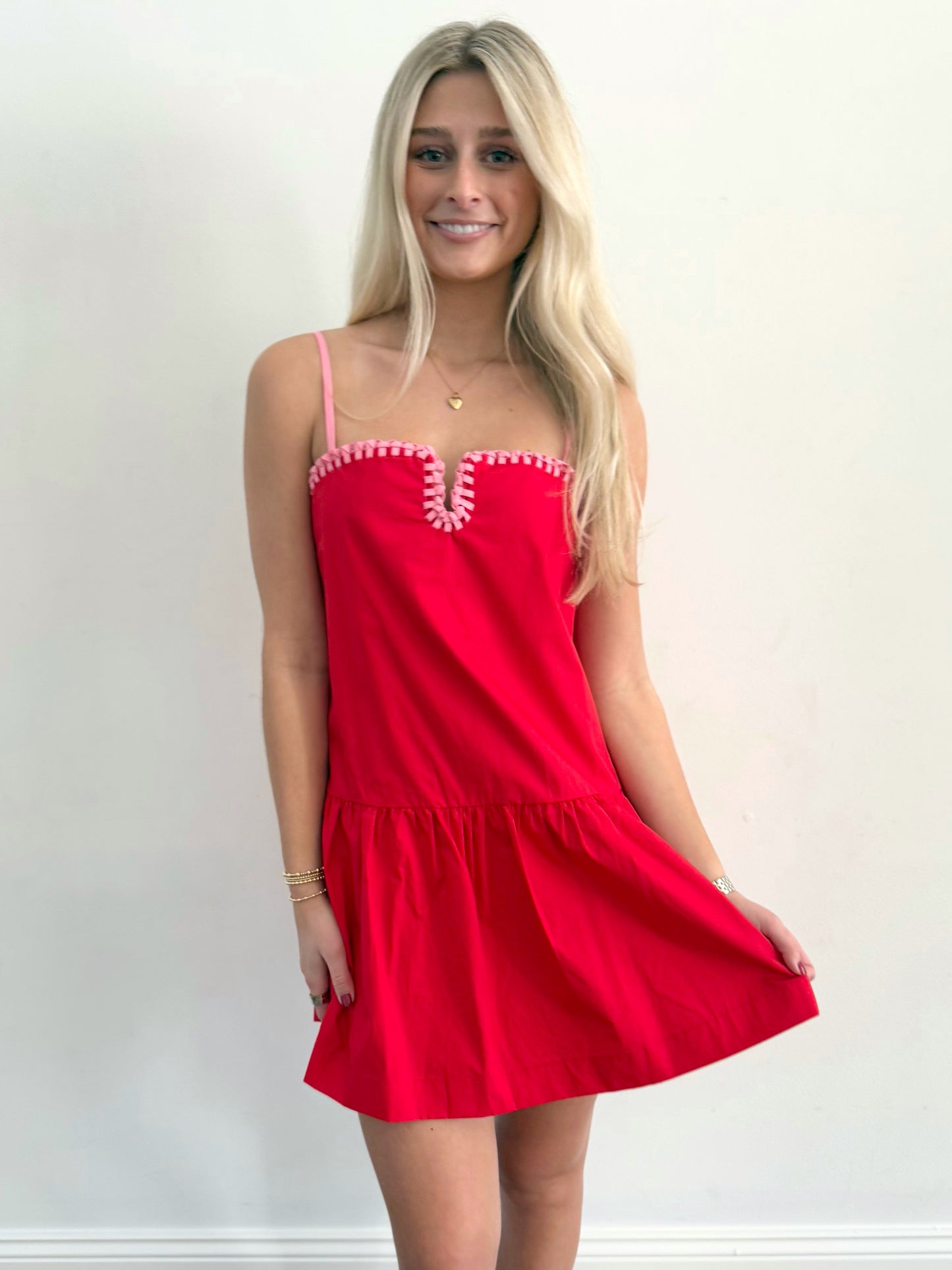 Red/Pink Drop Waist Mini