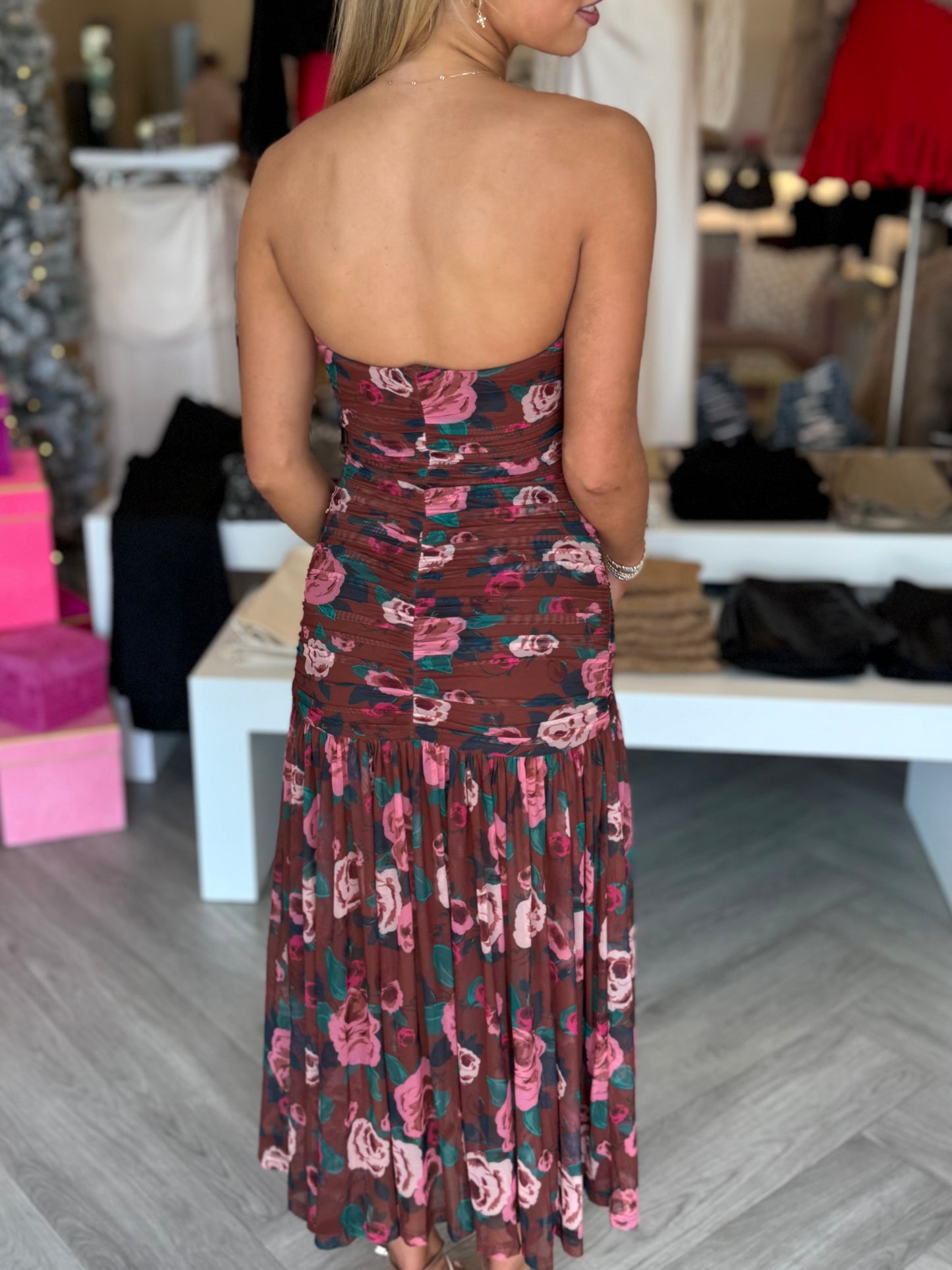 Rust Pink Selah Floral Dress