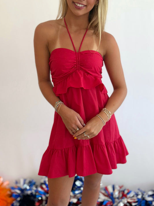 Halter Poplin Mini Dress