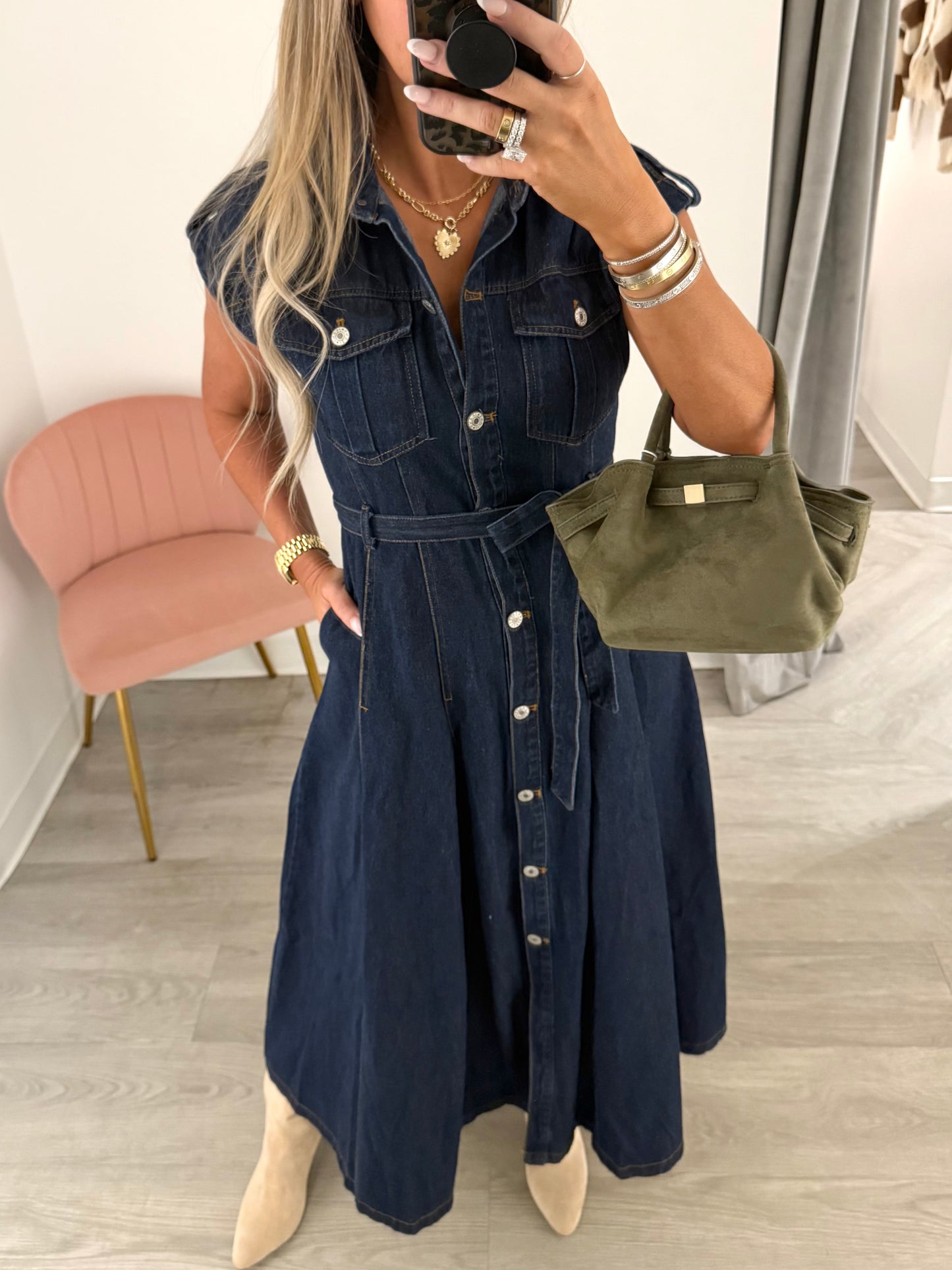 Dk. Denim S/S Belted Maxi