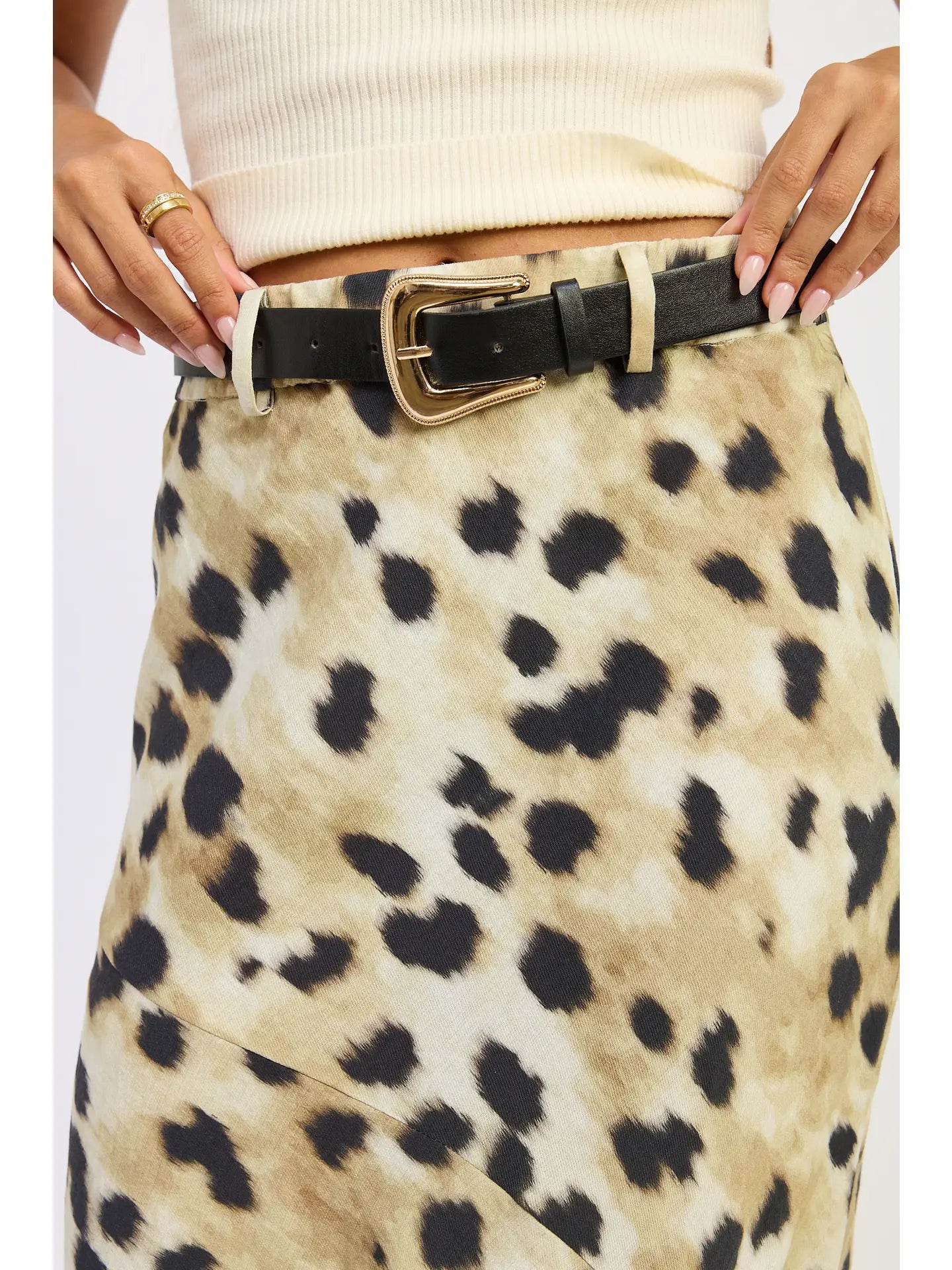 Leopard Belted Maxi Skirt