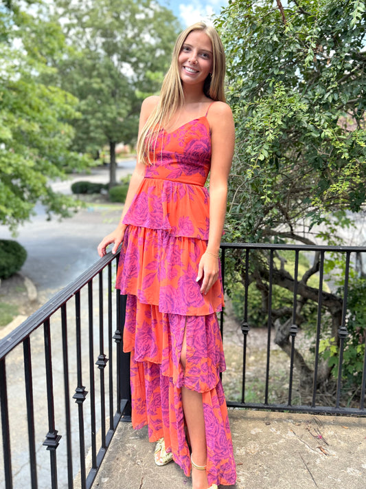 Magenta Rose Tiered Maxi