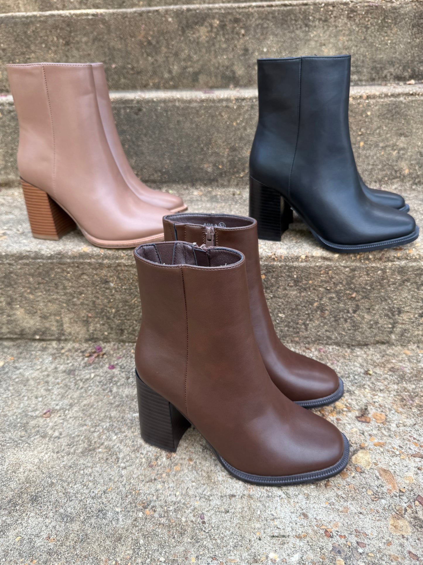 Makalyn Round Leather Bootie (3 colors)