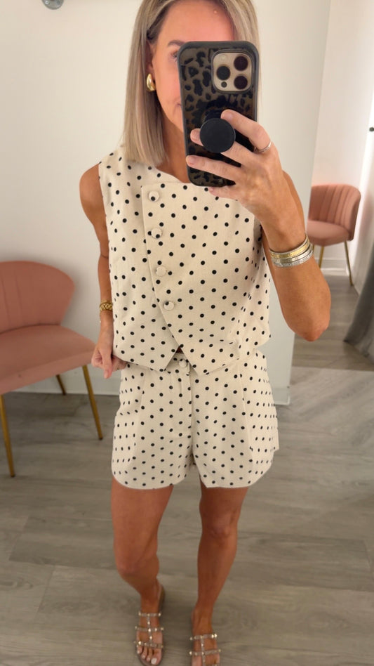 Oatmeal Polka Dot Vest