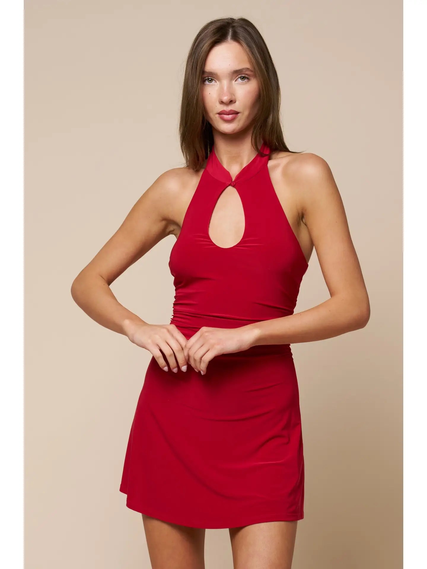 Dark Red High Tie Dress
