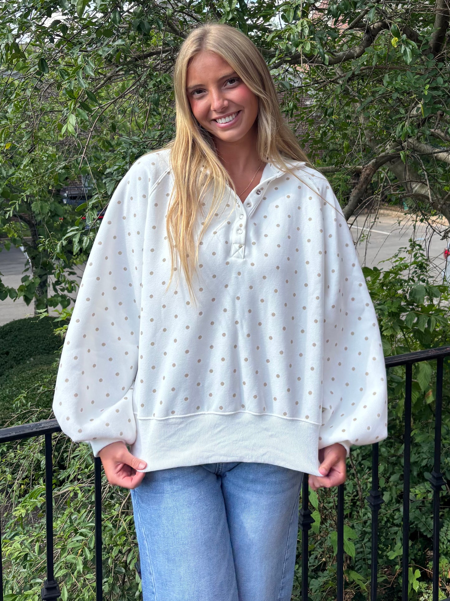 Dotted Piper Snap Sweater (2 colors)