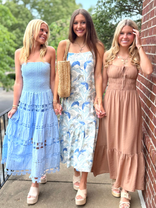 Mocha Shirred Waist Midi