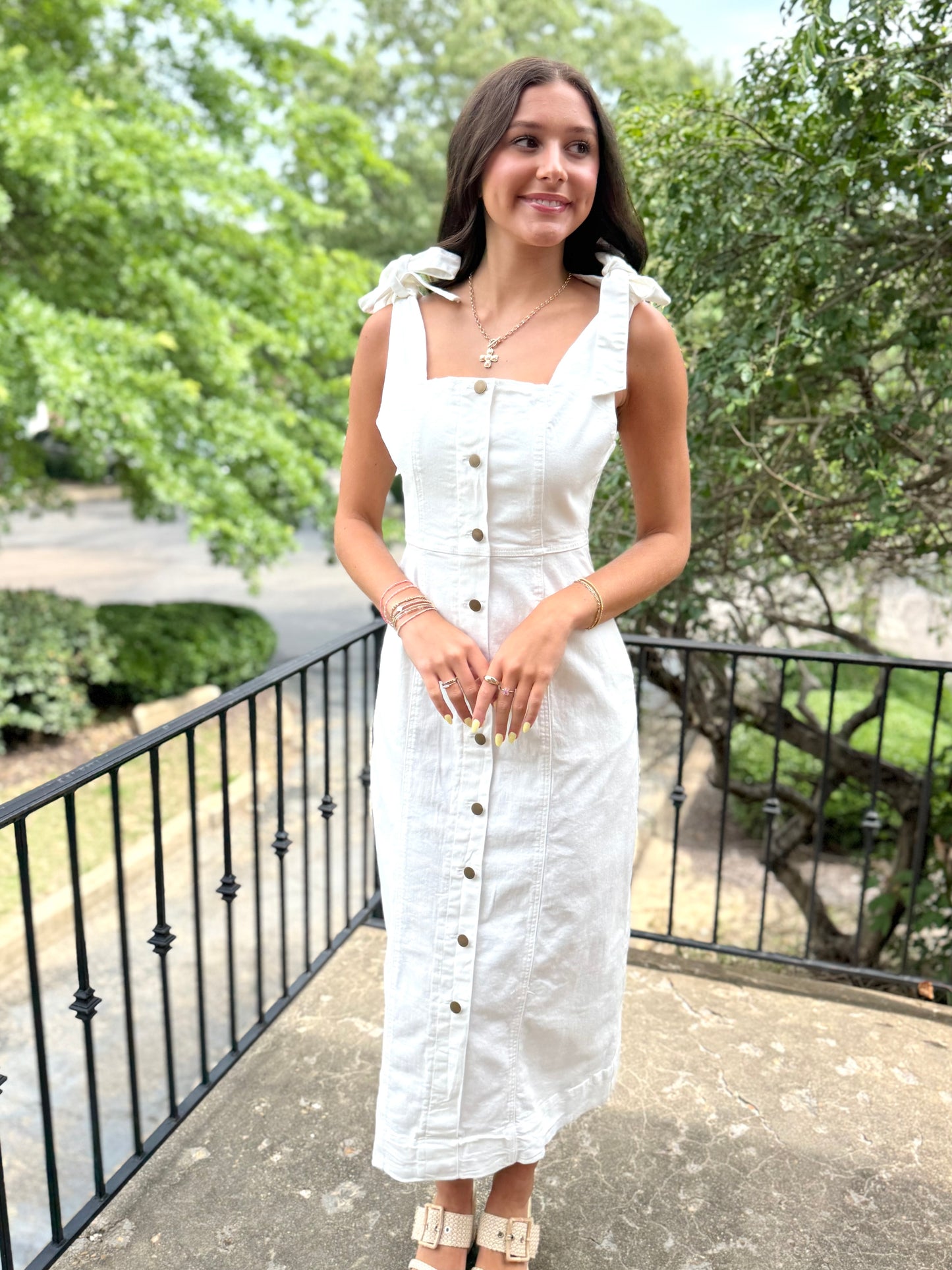 White Buttondown Stretch Dress