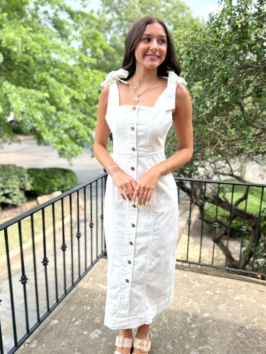 White Buttondown Stretch Dress