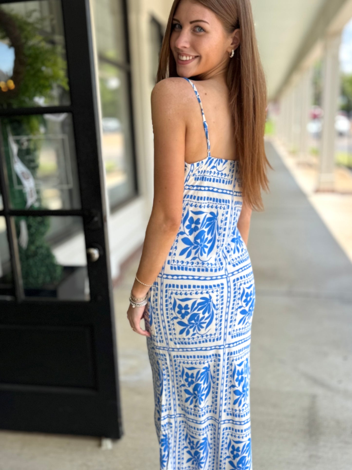 Blue Floral Tile Midi