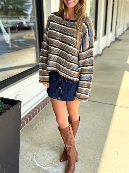 Multicolor Stripe L/S Pullover