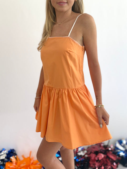 GAMEDAY Orange/White Stitch Poplin Mini