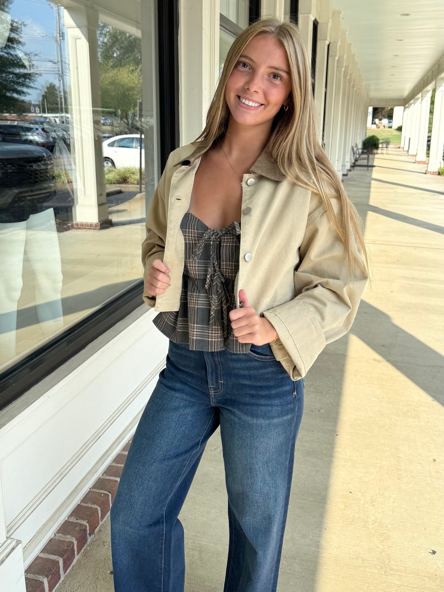 Beige Corduroy Crop Jacket