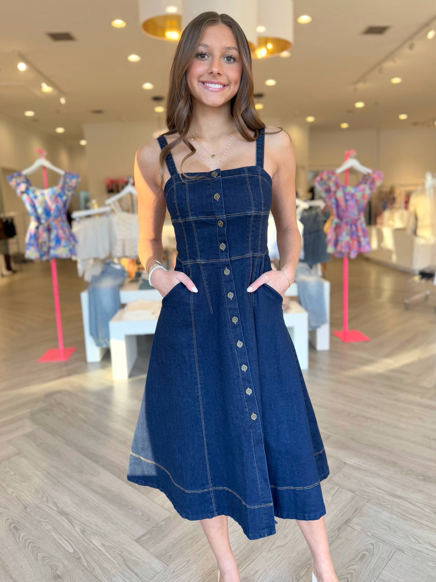 Denim Button Down Corset Dress