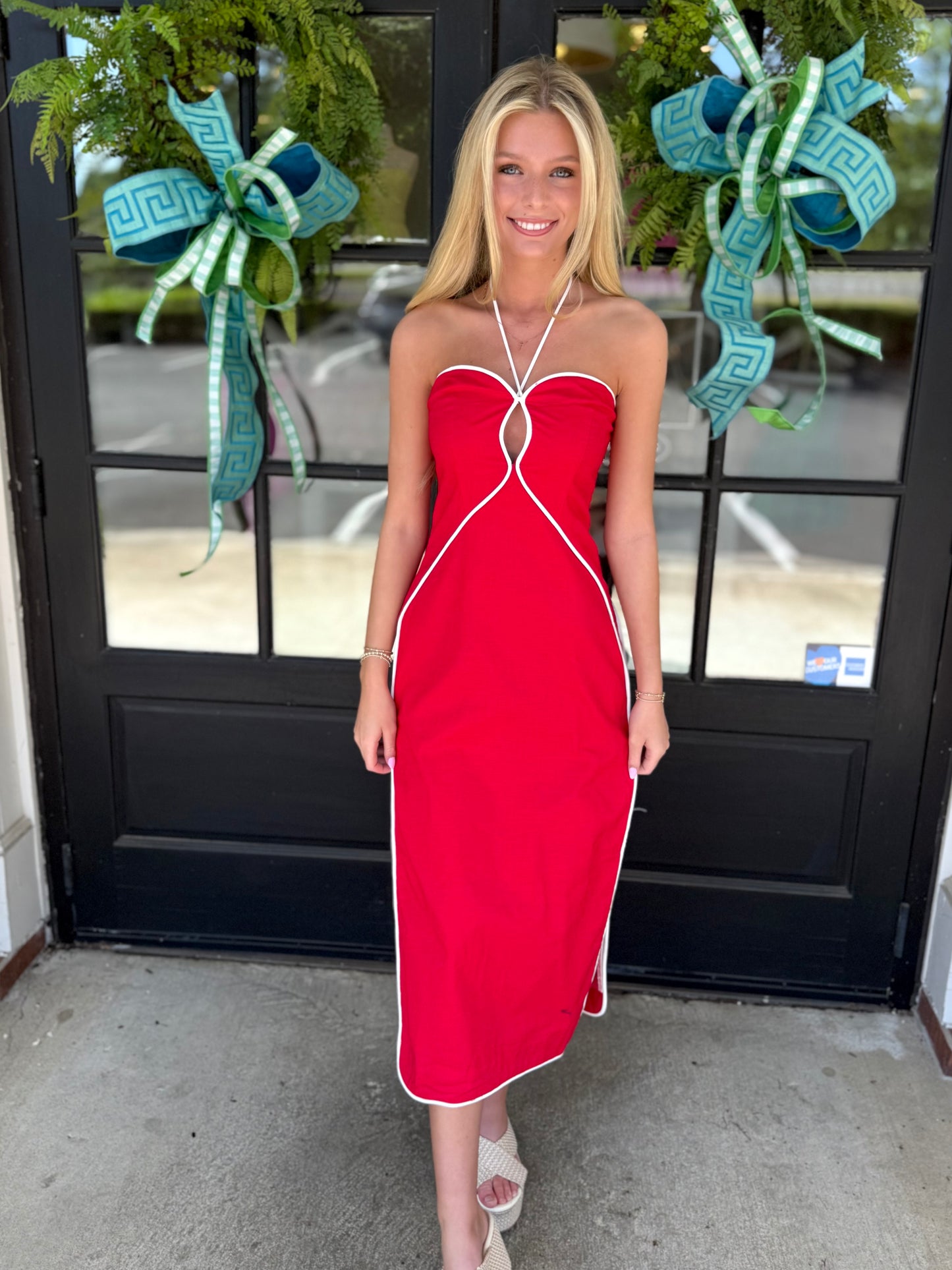 Contrast Piping Slit Midi (5 colors)