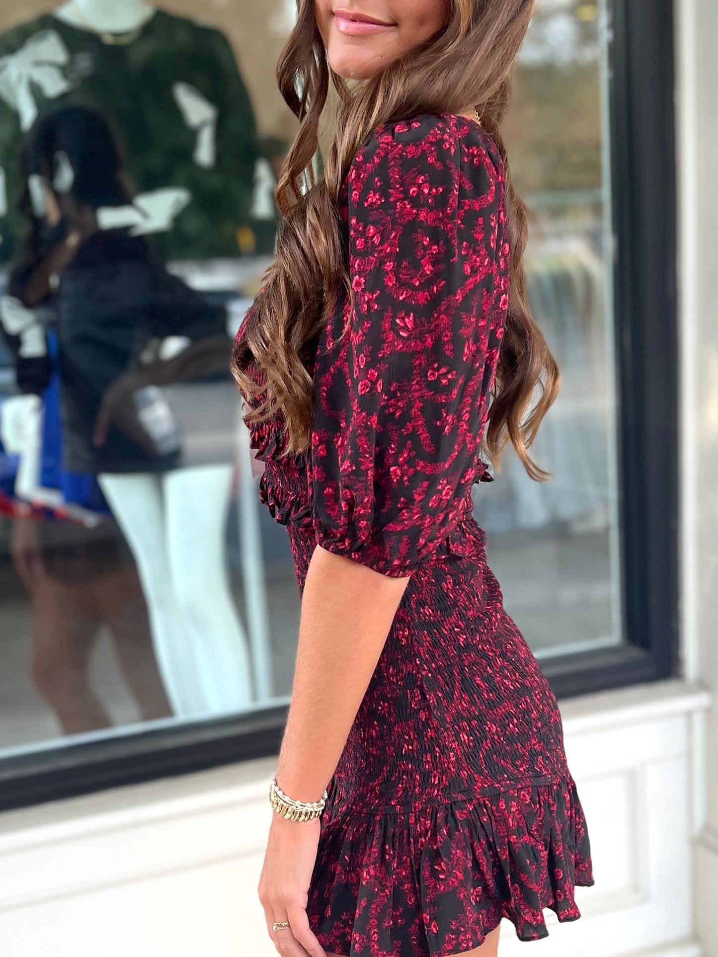 Black Red Floral Dress