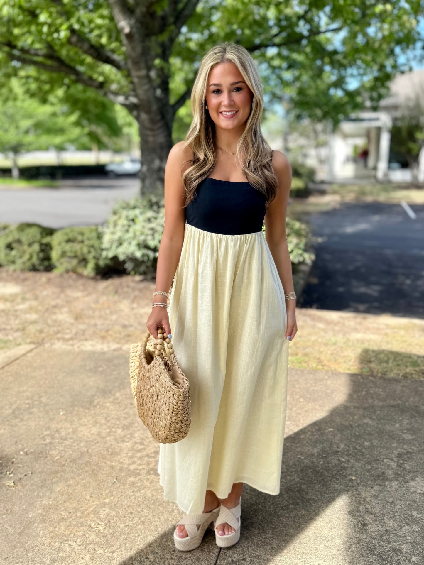 Cream/Black Color Block Maxi