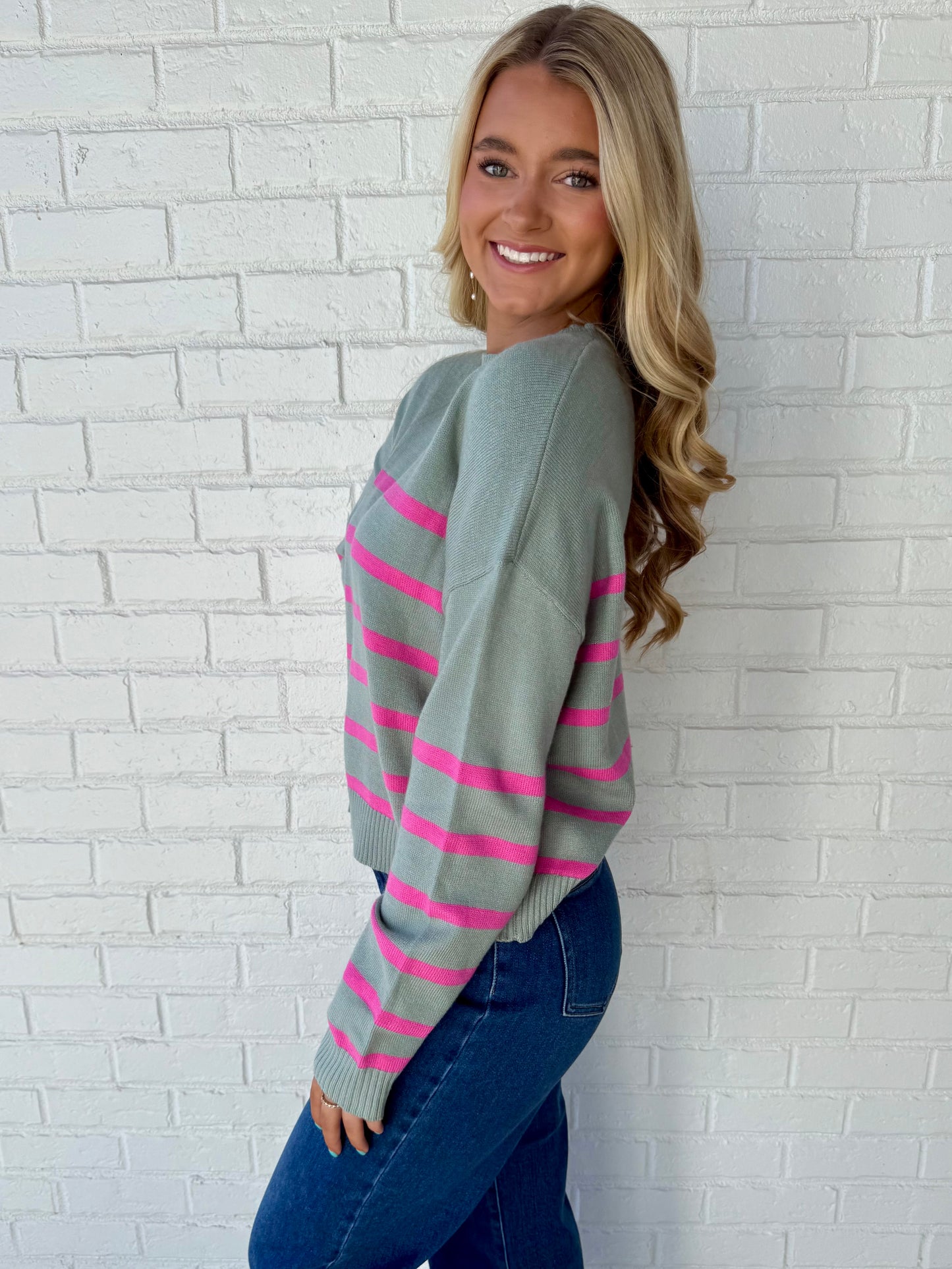 Sage/Punch Stripe Sweater