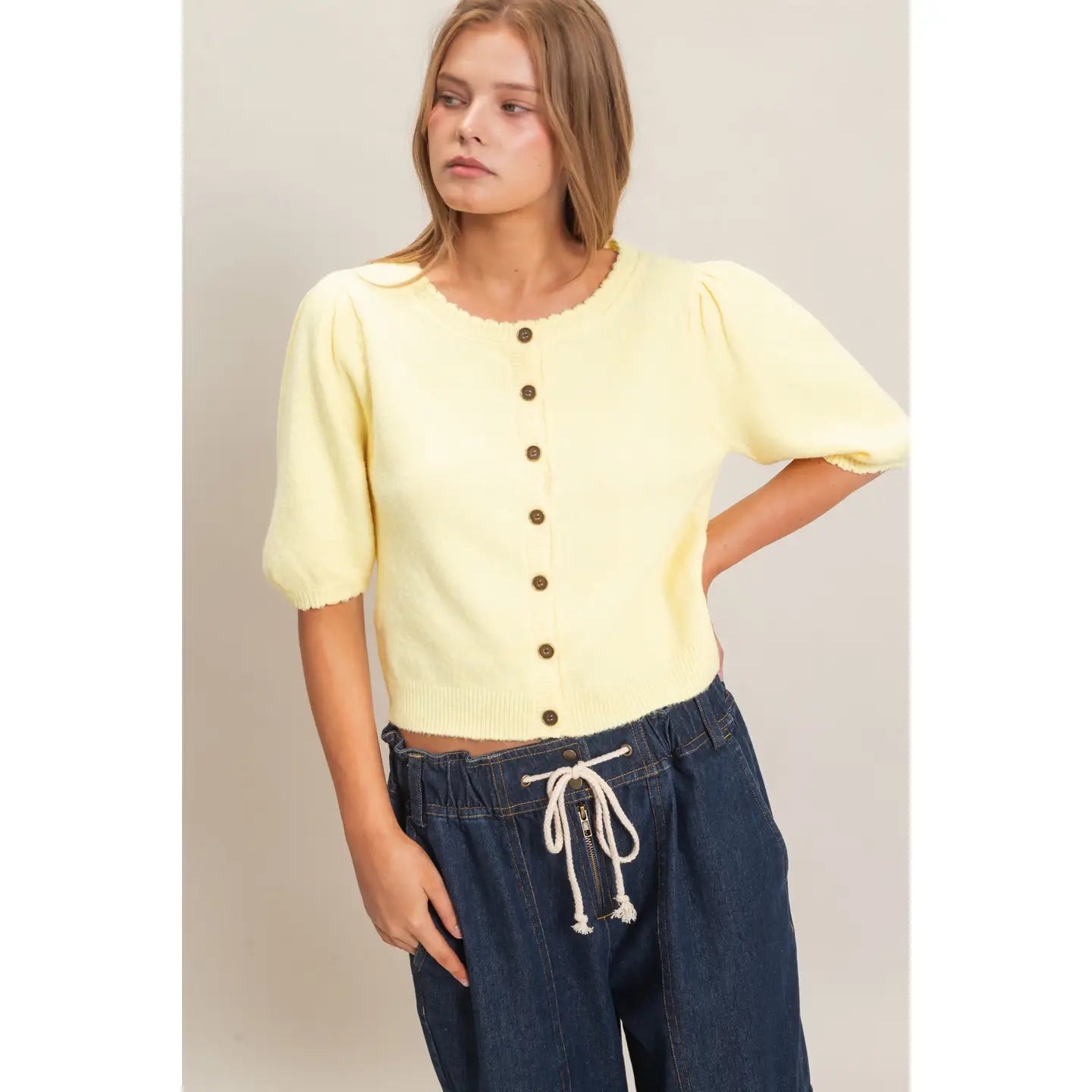 Button-Up Crop Sweater Tee (3 colors)