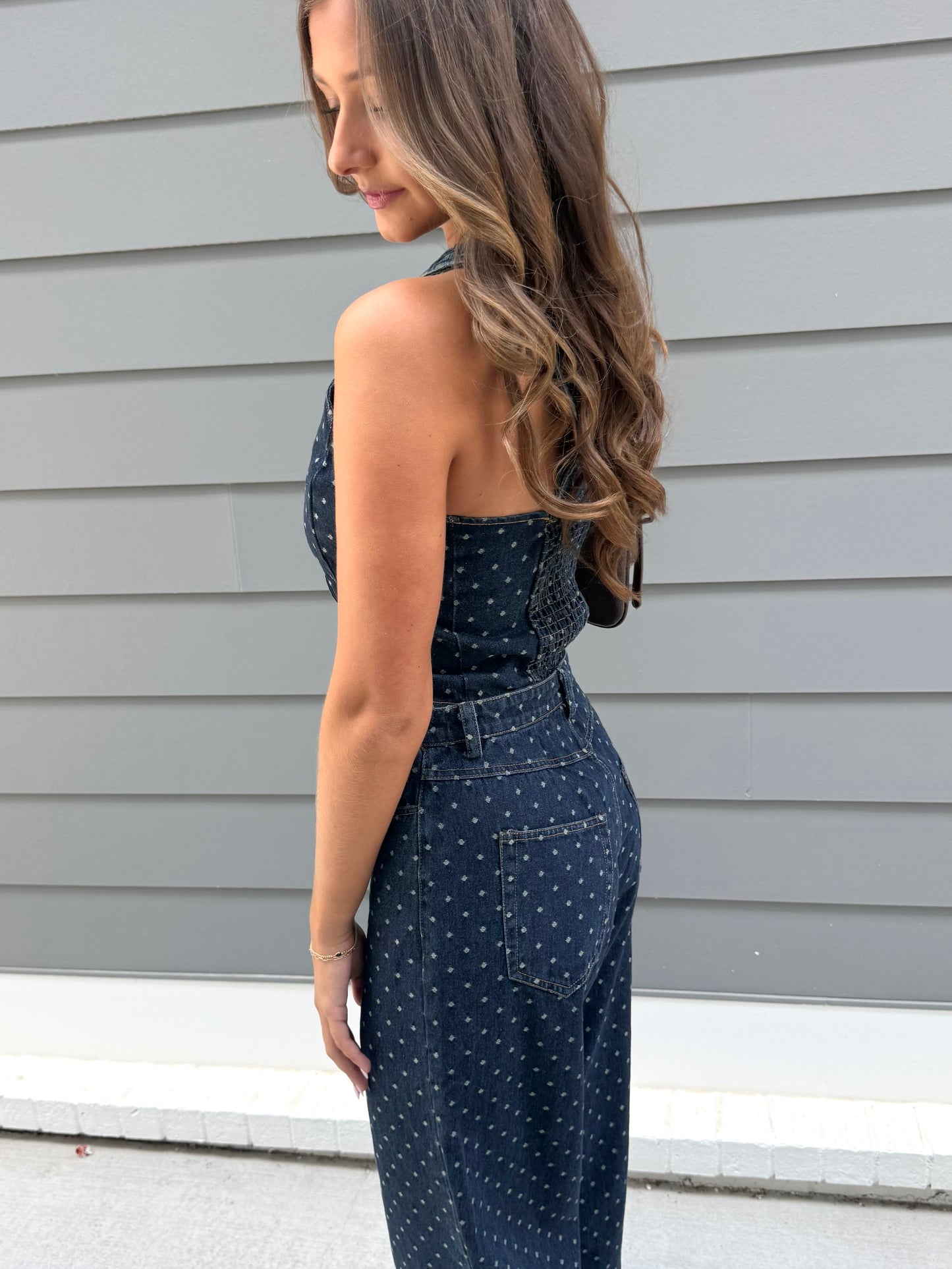 Denim Polka Dot Top