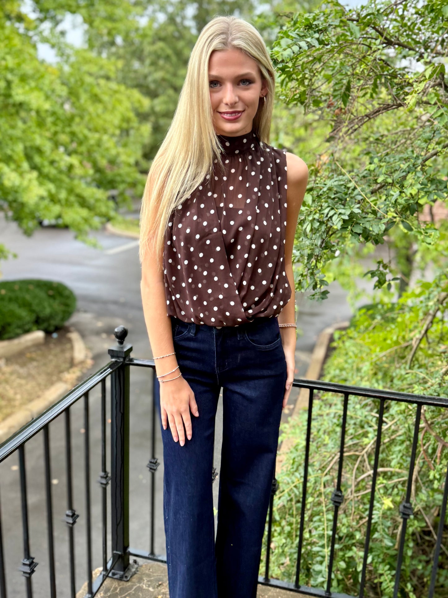 Brown Polka Dot Top