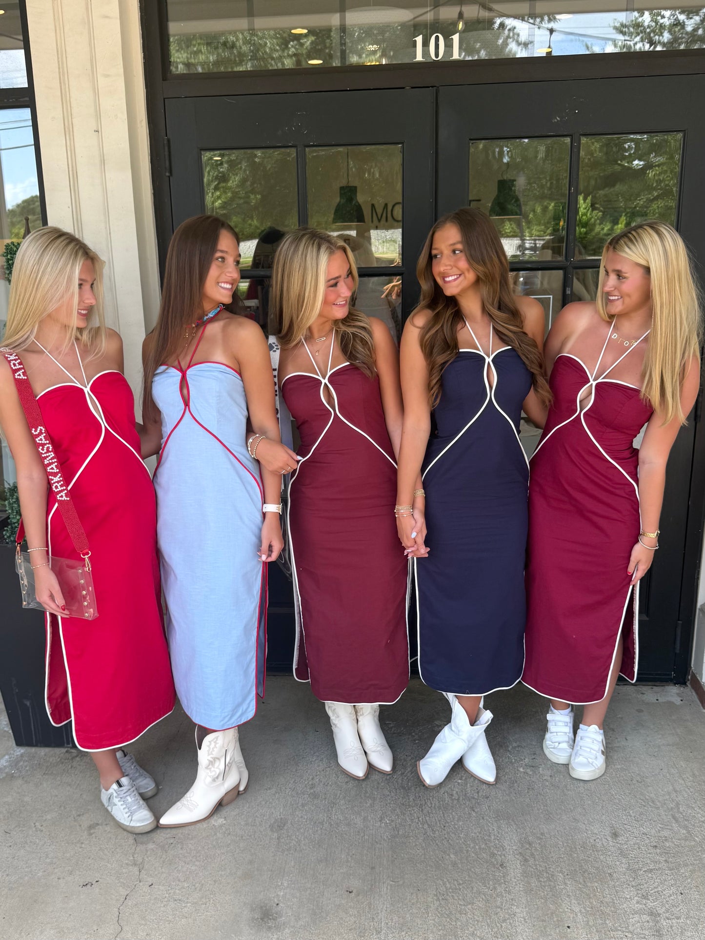 Contrast Piping Slit Midi (5 colors)