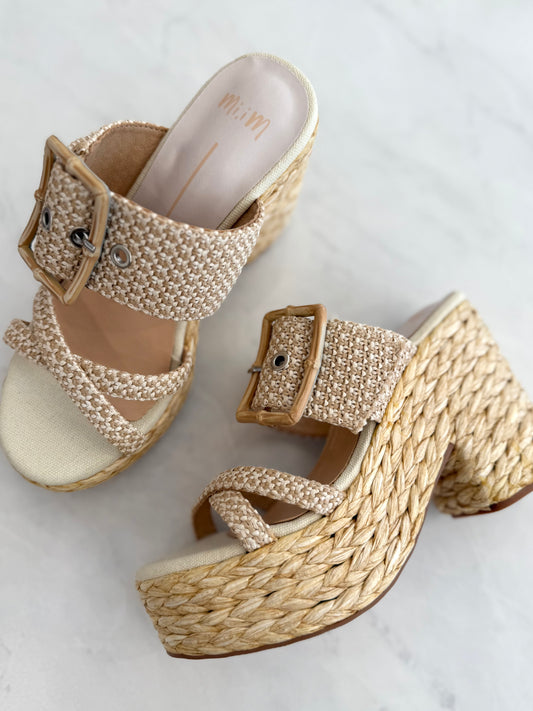 Woven Buckle Strap Heel