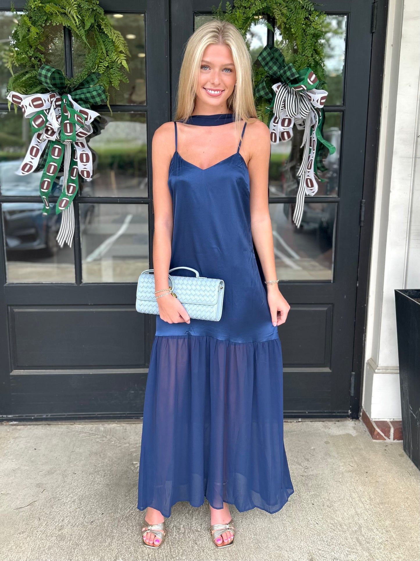 Navy Sheer Scarf Maxi
