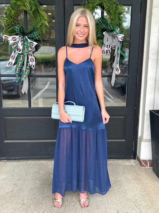 Navy Sheer Scarf Maxi