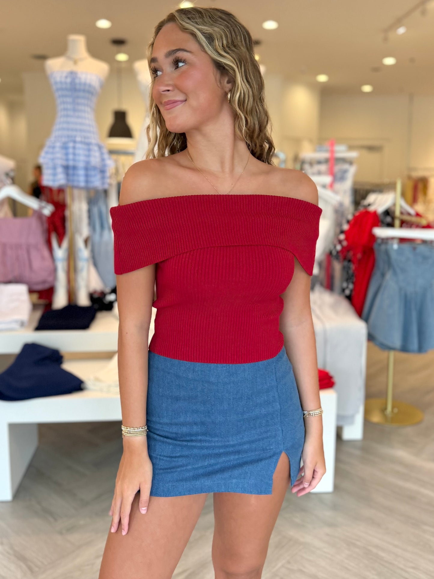 O/S Ribbed Knit Top