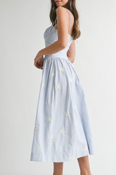 Blue Drop Waist Midi