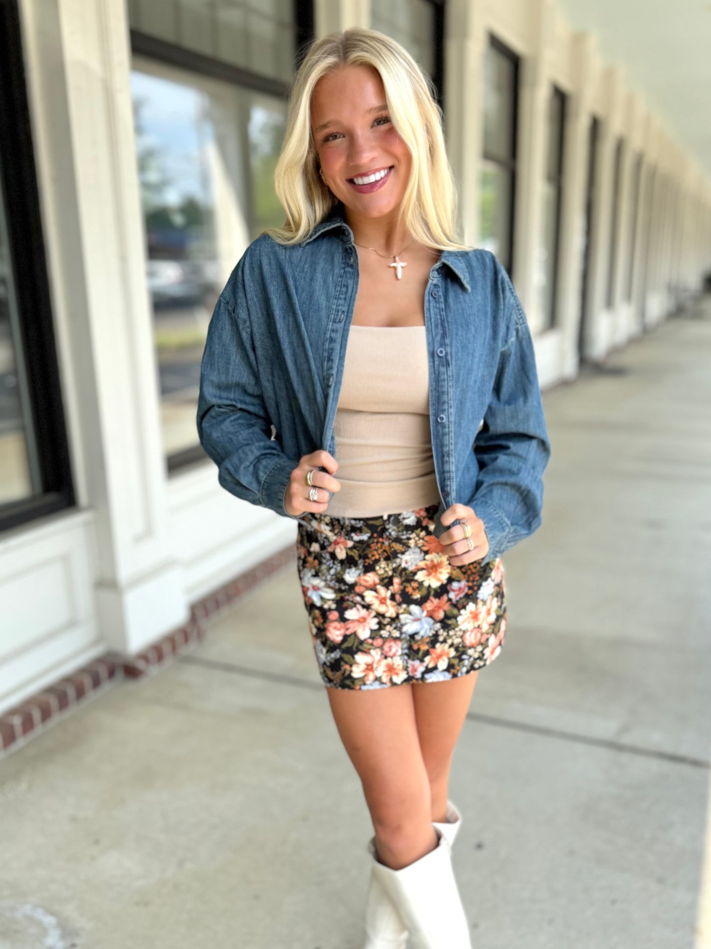 Short Body Denim Shirt