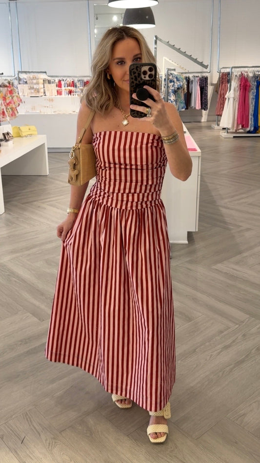 Pink/Wine Stripe Tube Maxi