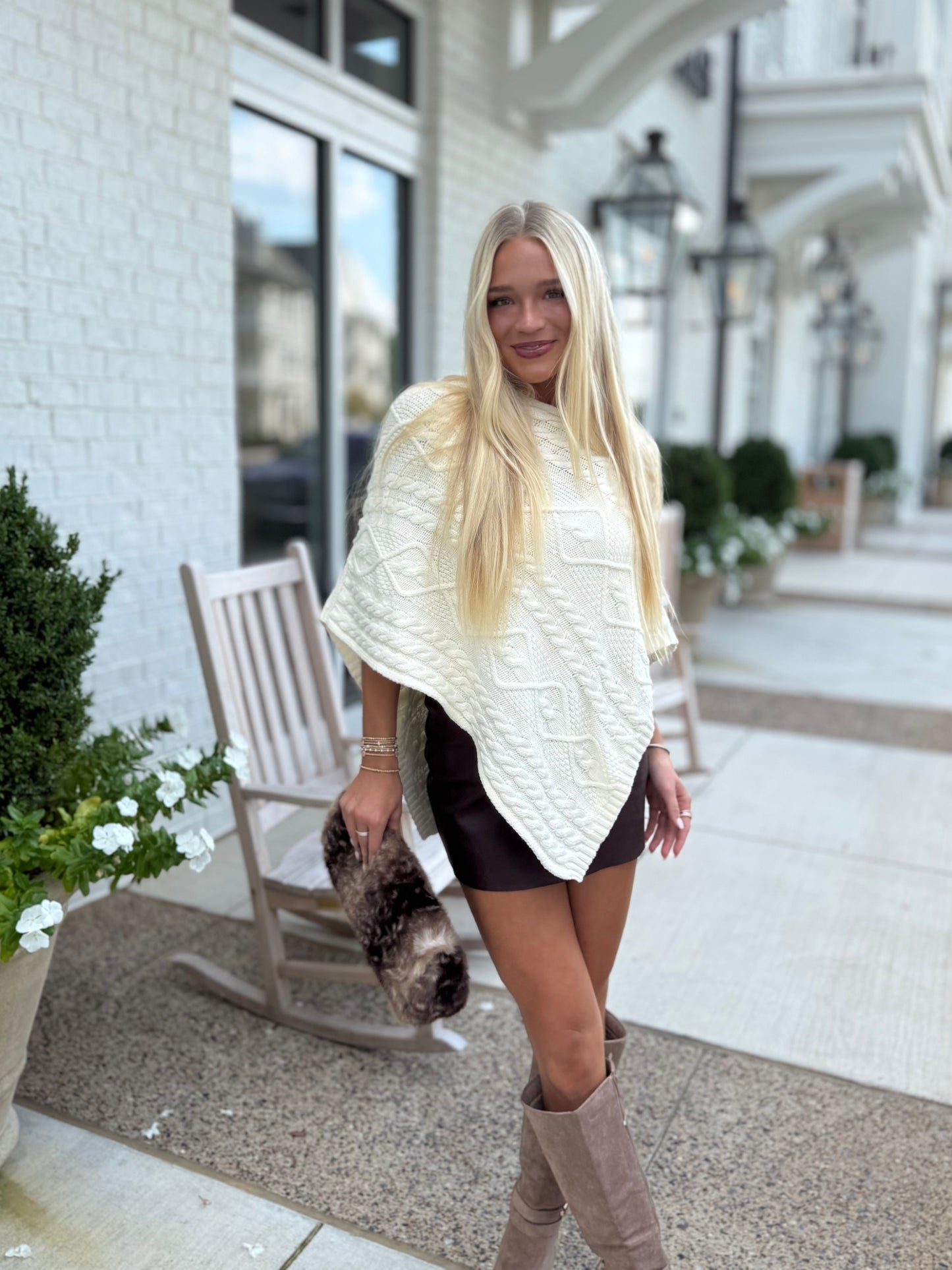 Ivory Poncho Sweater