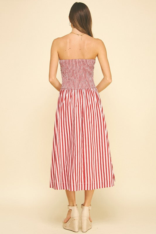 Pink/Wine Stripe Tube Maxi