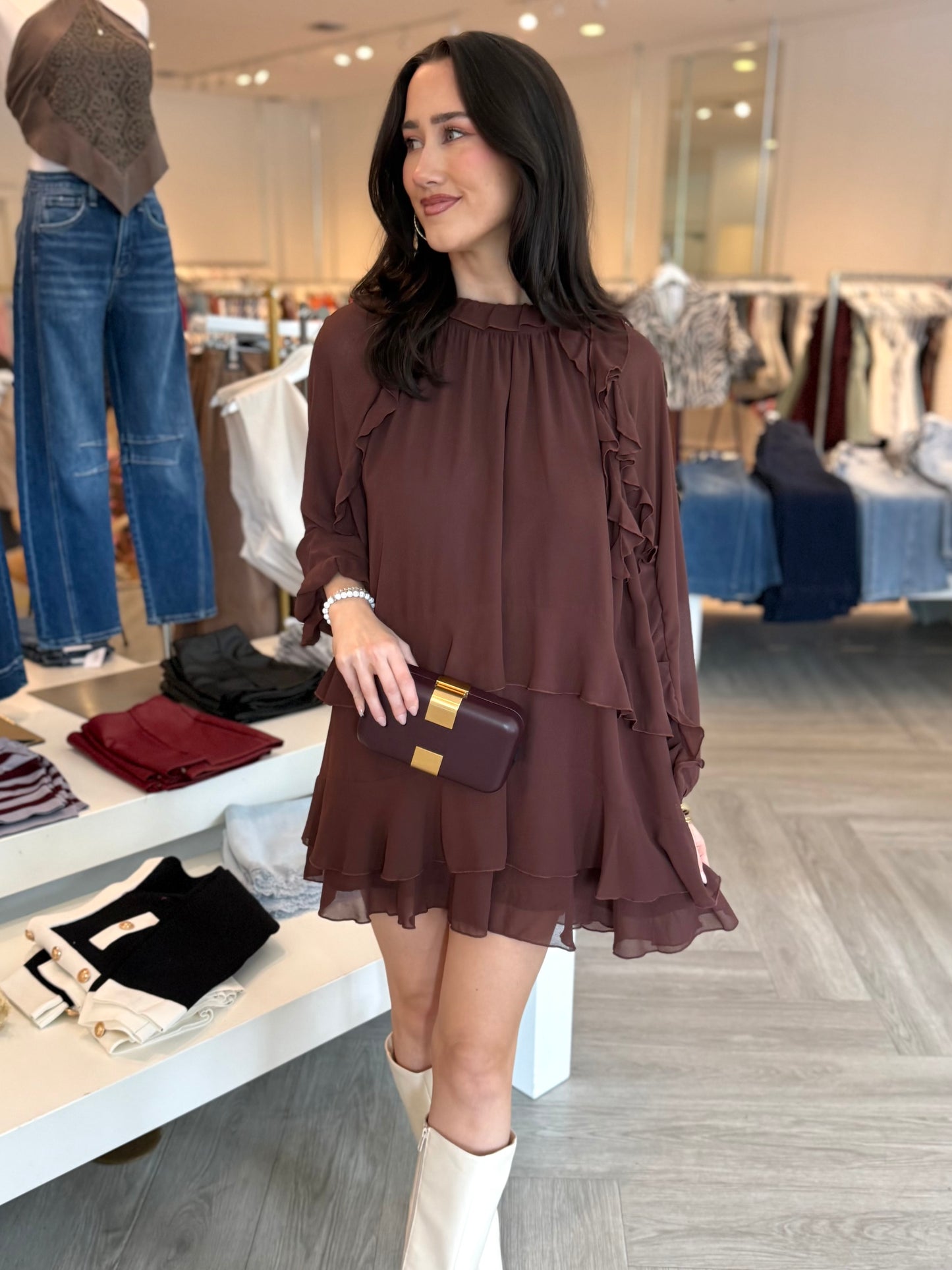 Brown Chiffon Cape Mini